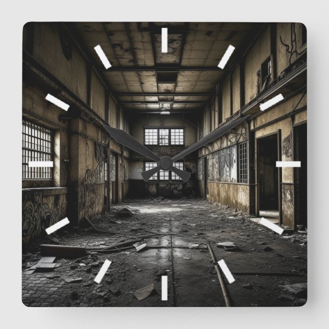 Relógio Quadrado Estação Abandonada de dentro (Frente)