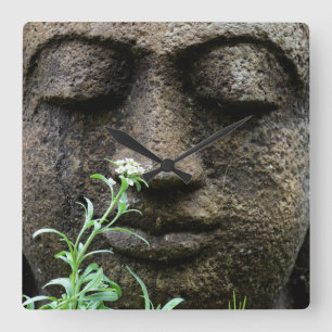Relógio Quadrado Estátua de jardim de pedra com flor
