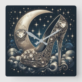 Relógio Quadrado Estiletto fascinável com Lua Crescente,