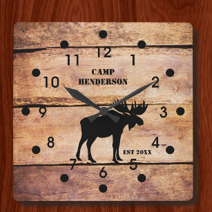 Relógio Quadrado Estilo Acríl do Plano do Campo de Moose Russo