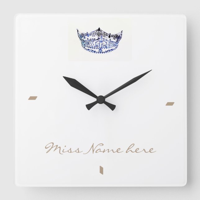 Relógio Quadrado Estilo americano Blue White Crown Clock (Frente)
