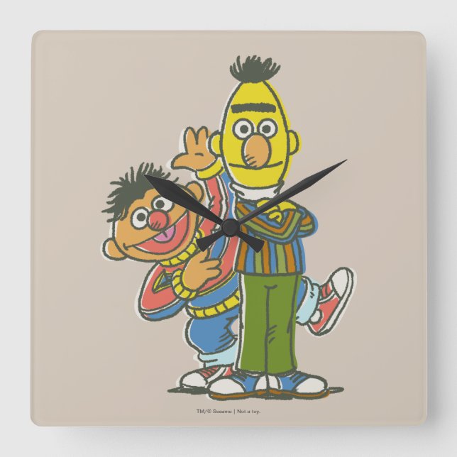 Relógio Quadrado Estilo clássico Bert e Ernie (Frente)