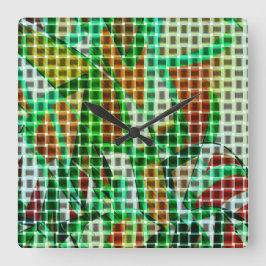 Relógio Quadrado Estilo das cestas com fitas curvas verdes