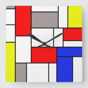 Relógio Quadrado Estilo de Mondrian