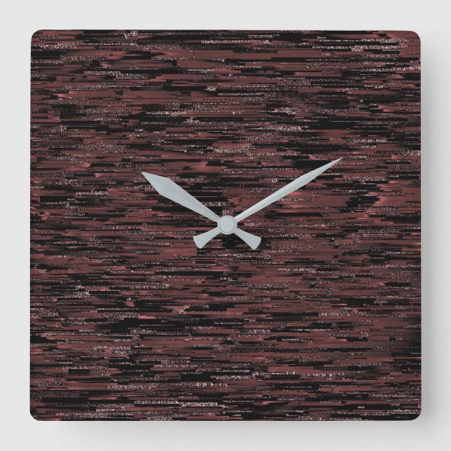 Relógio Quadrado Estilo de mosaico borgonha com fundo áspero (Frente)
