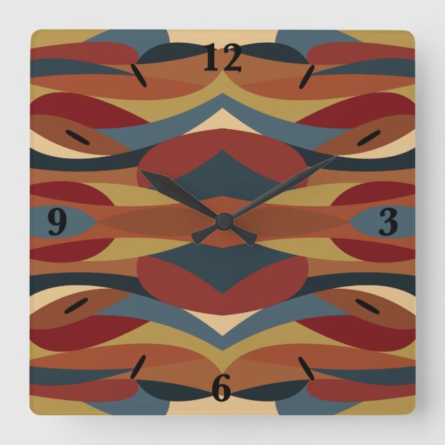 Relógio Quadrado Estilo de Vidro Geométrico Opaco Abstrato (Frente)