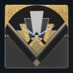 Relógio Quadrado Estilo do ventilador Art Deco (Dourado)<br><div class="desc">Estou usando um design que já tenho em itens na minha loja para um relógio de parede. Este estilo Icônico de ventoinha é muito deco de arte e este relógio de parede se destacaria em uma parede simples. (ver Imagem). Isto pode até ser dado como um presente para amantes do...</div>