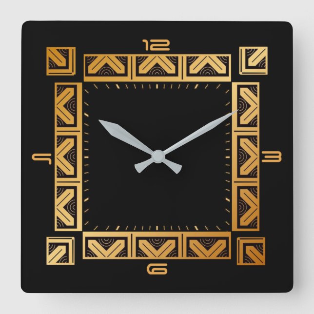 Relógio Quadrado Estilo elegante do Art Deco (Frente)