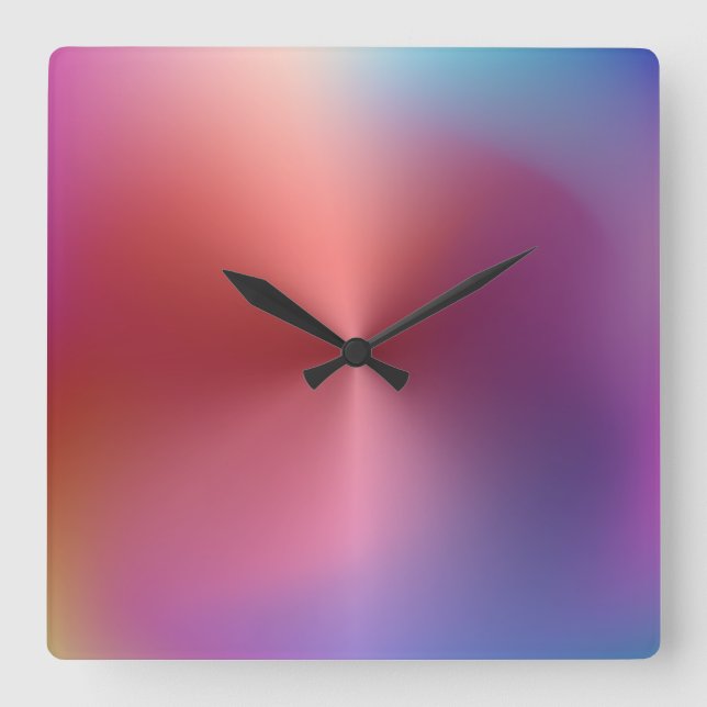 Relógio Quadrado Estilo Metálico Multicolorido Clock de Parede Acrí (Frente)