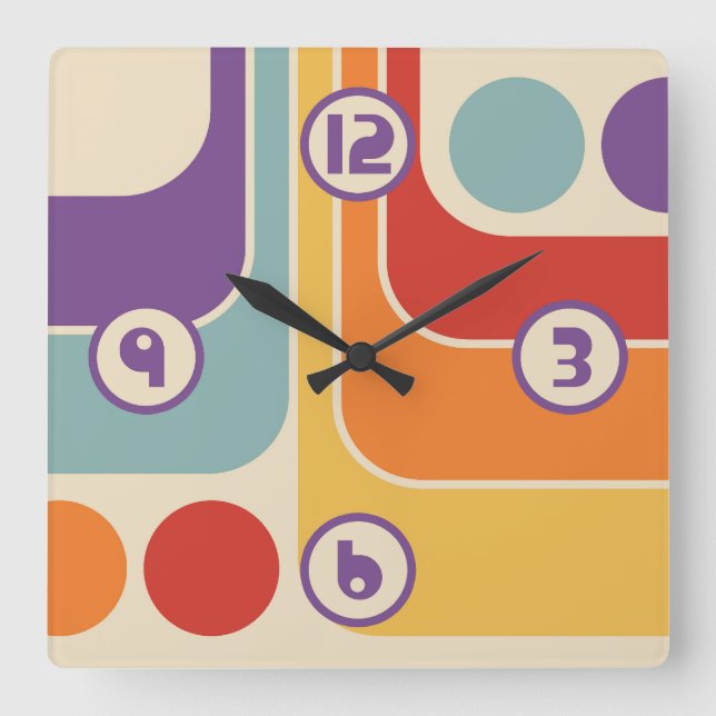 Relógio Quadrado Estilo Moderno do meio século (Frente)