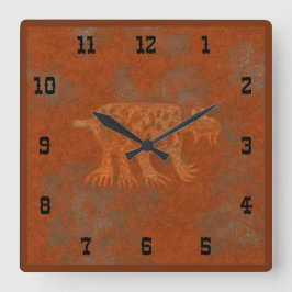 Relógio Quadrado Estilo Ocidental de Bobcat Petroglicphos do Sudoes