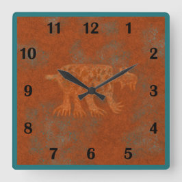 Relógio Quadrado Estilo Regular de Bobcat Petroglicphos Canyons do