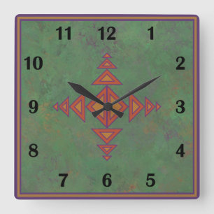 Relógio Quadrado Estilo Regular Geométrico Verdes do Espelho Sudoes