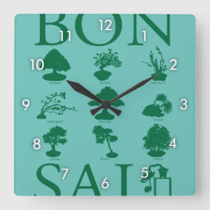 Relógio Quadrado Estilos Básicos da Árvore Bonsai