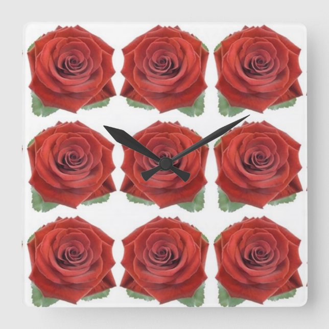 Relógio Quadrado Estilos Clássicos Florais (Frente)