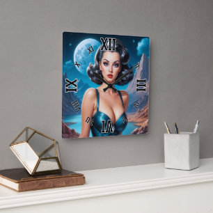 Relógio Quadrado Estou na Arte do Conceito AI de Férias por Xzendor