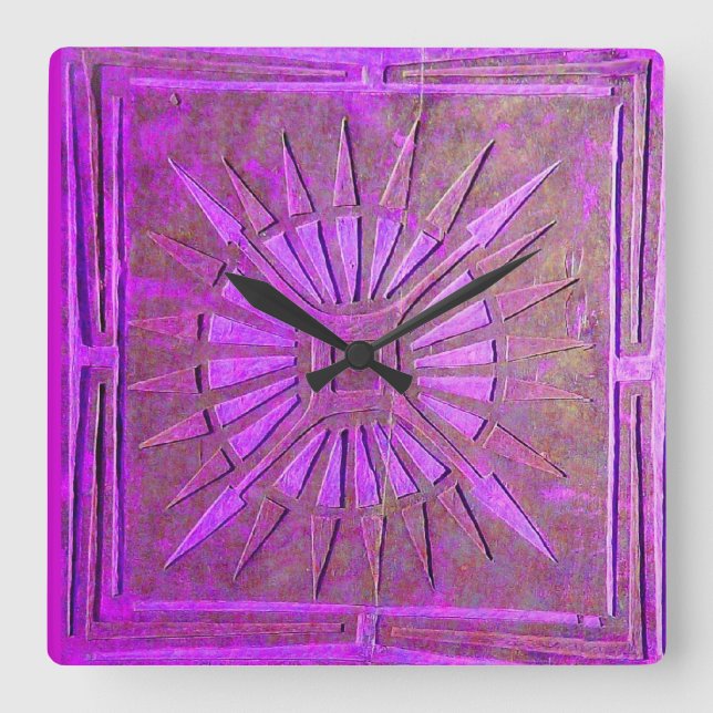 Relógio Quadrado ESTRELA DA MANHÃ, Roxo antigo (Frente)