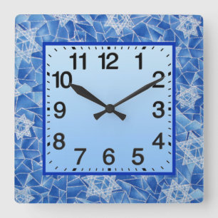 Relógio Quadrado Estrelas de David Stainer Glass