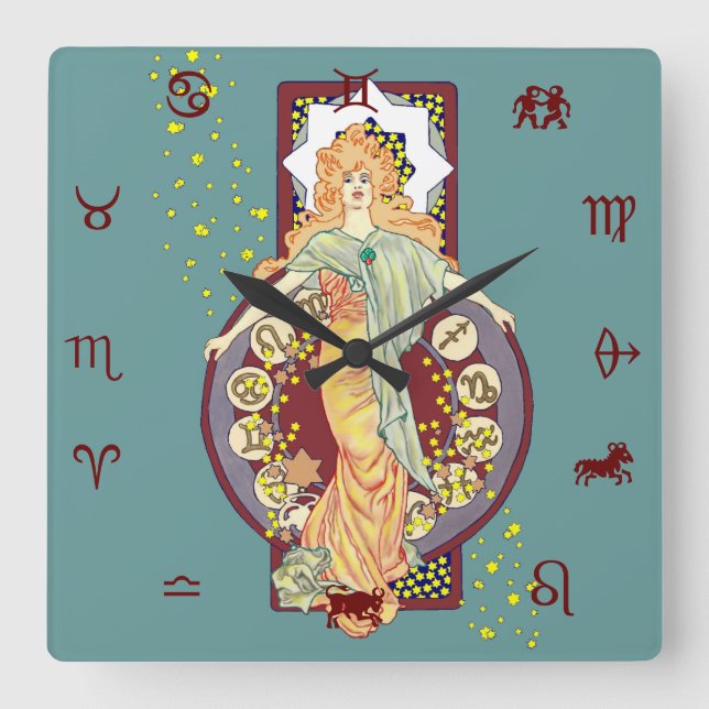 Relógio Quadrado Estrelas dispersas (Frente)