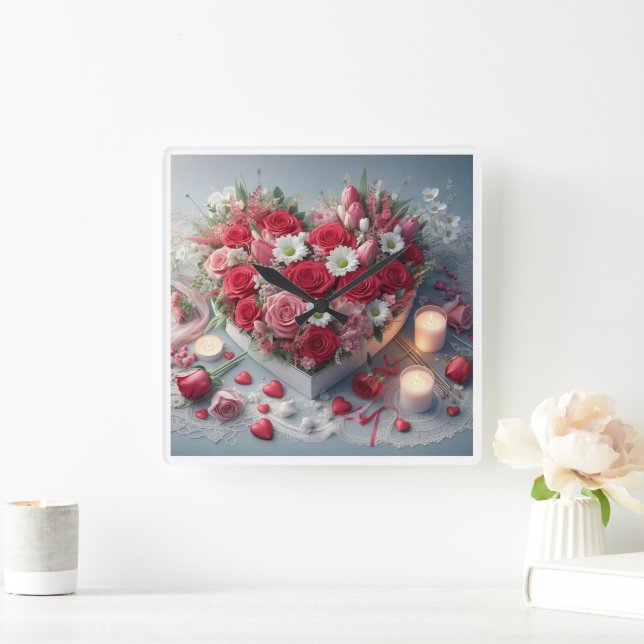 Relógio Quadrado Eterno Floral Beauwall clock (Lar)