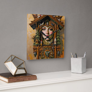 Relógio Quadrado "Eterno Muse" - Um Retrato Cuckoo Clock