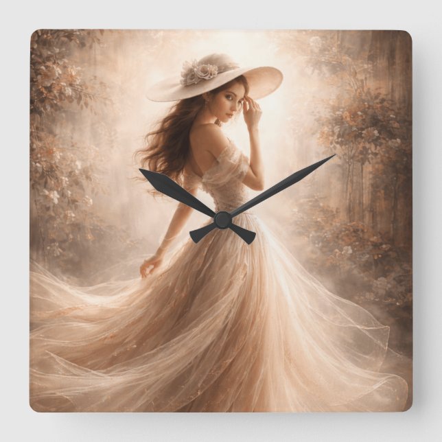 Relógio Quadrado Ethereal Slavic Water Nymph | Clock | Boho Decor (Frente)