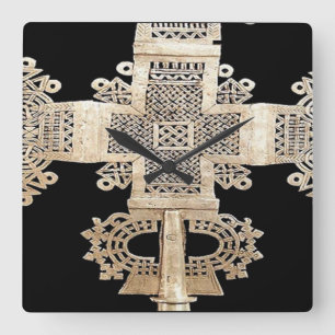 Relógio Quadrado Ethiopian  Motif Square Wall Clock