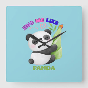 Relógio Quadrado 🕒 Etiquetas de Hora do Panda – Tique Taque com Cu