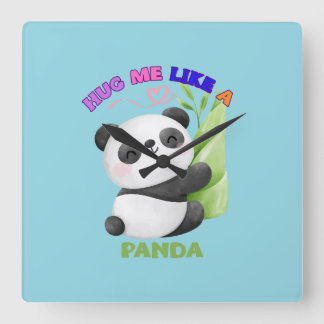 Relógio Quadrado 🕒 Etiquetas de Hora do Panda – Tique Taque com Cu