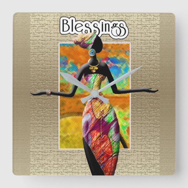 Relógio Quadrado Étnica (Frente)