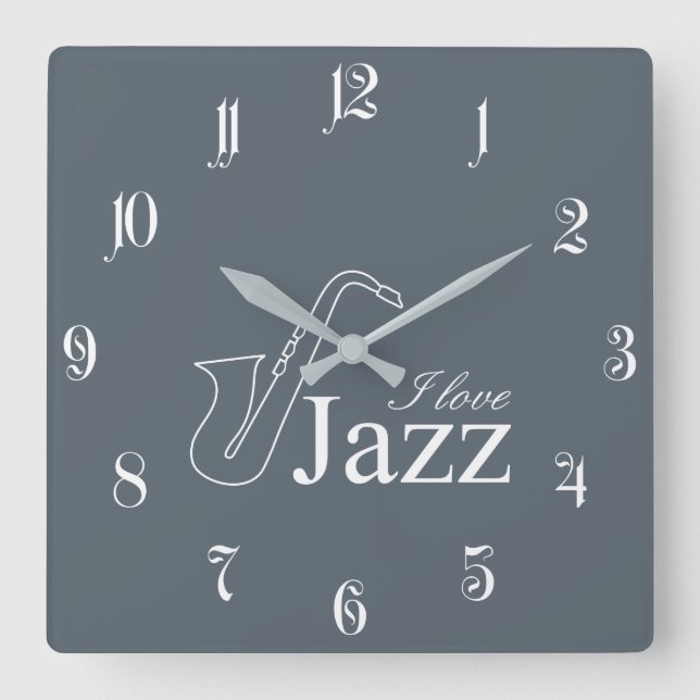 Relógio Quadrado Eu adoro jazz (Frente)