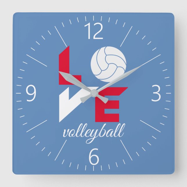 Relógio Quadrado Eu adoro vôlei (Frente)