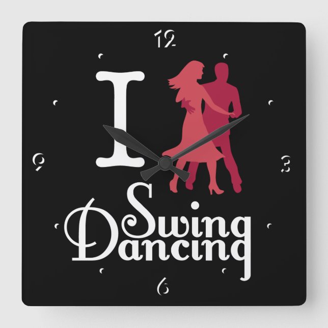 Relógio Quadrado Eu amo a dança do balanço (Frente)