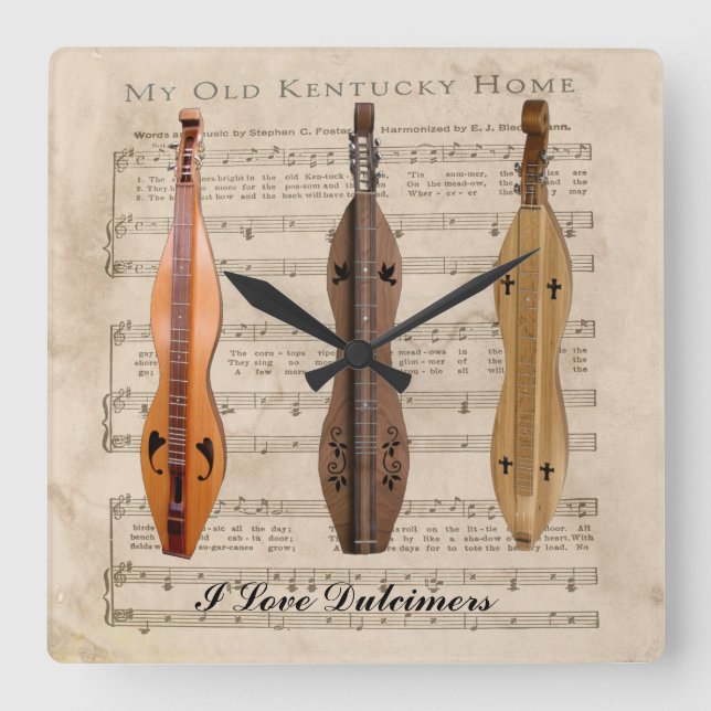 RELÓGIO QUADRADO EU AMO DULCIMERS (Frente)