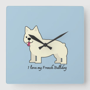Relógio Quadrado Eu amo meu Bulldog Francês