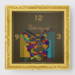 Relógio Quadrado Eu amo meu gato