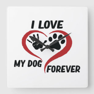 Relógio Quadrado Eu amo meu travesseiro decorativo de cachorro