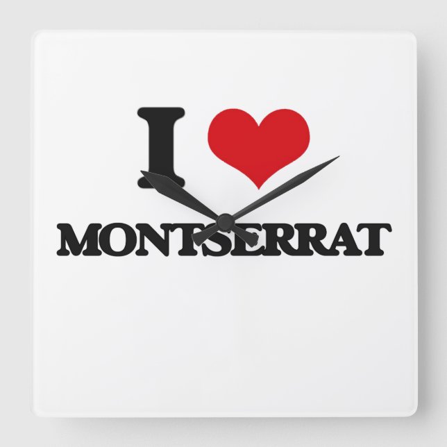 Relógio Quadrado Eu amo Montserrat (Frente)