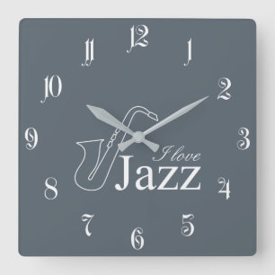 Relógio Quadrado Eu amo o jazz