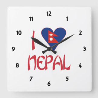 Relógio Quadrado Eu amo o Nepal