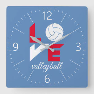 Relógio Quadrado Eu amo o voleibol
