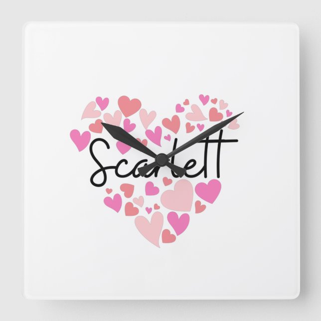 Relógio Quadrado Eu amo Scarlett (Frente)