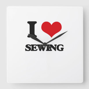 Relógio Quadrado Eu amo Sewing