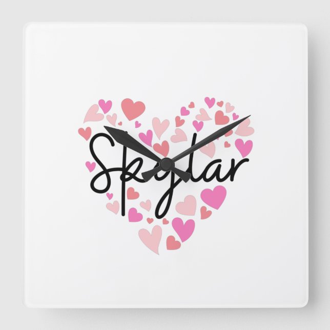 Relógio Quadrado Eu amo Skylar (Frente)