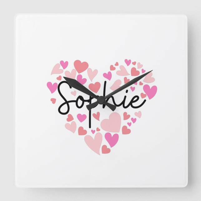 Relógio Quadrado Eu amo Sophie (Frente)