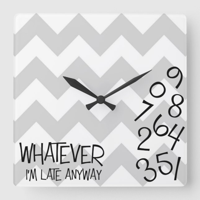 Relógio Quadrado Eu estou atrasado cronometro de qualquer maneira (Frente)