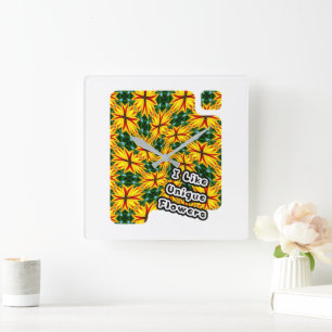 Relógio Quadrado Eu Gosto De Flores Únicas