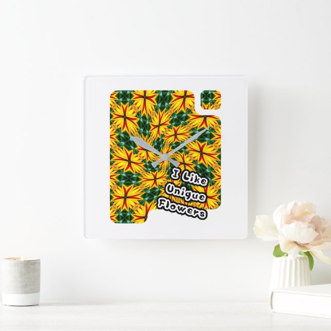 Relógio Quadrado Eu Gosto De Flores Únicas (Lar)