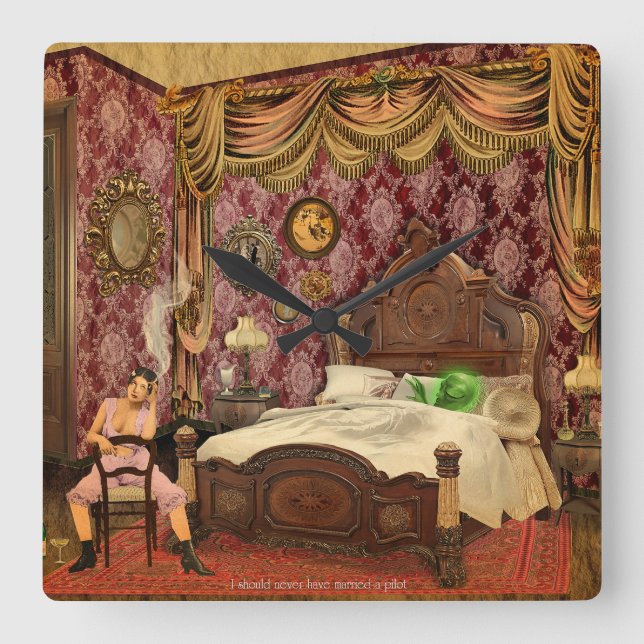 Relógio Quadrado  Eu nunca deveria ter me casado com um piloto (Frente)