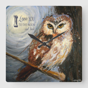 Relógio Quadrado Eu te amo à lua e ao pulso de disparo de parede